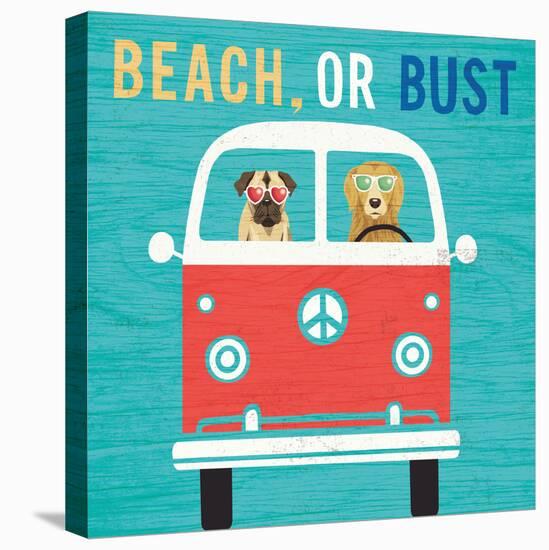 Beach Bums Bus-Michael Mullan-Stretched Canvas