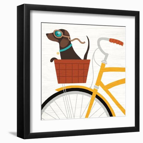 Beach Bums Dachshund Bicycle I-Michael Mullan-Framed Art Print