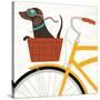 Beach Bums Dachshund Bicycle I-Michael Mullan-Stretched Canvas