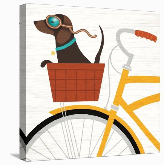 Beach Bums Dachshund Bicycle I-Michael Mullan-Stretched Canvas