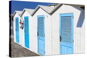 Beach Cabins, Positano, Italy-George Oze-Stretched Canvas