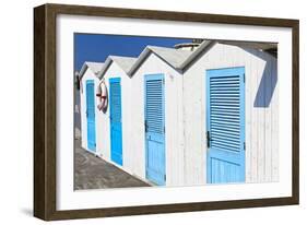 Beach Cabins, Positano, Italy-George Oze-Framed Photographic Print