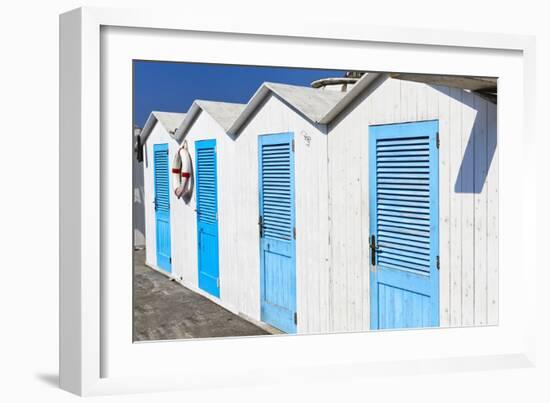 Beach Cabins, Positano, Italy-George Oze-Framed Photographic Print