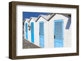 Beach Cabins, Positano, Italy-George Oze-Framed Photographic Print