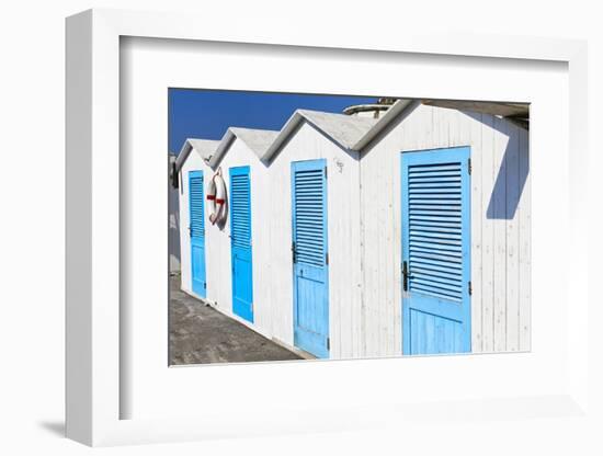 Beach Cabins, Positano, Italy-George Oze-Framed Photographic Print