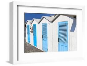 Beach Cabins, Positano, Italy-George Oze-Framed Photographic Print