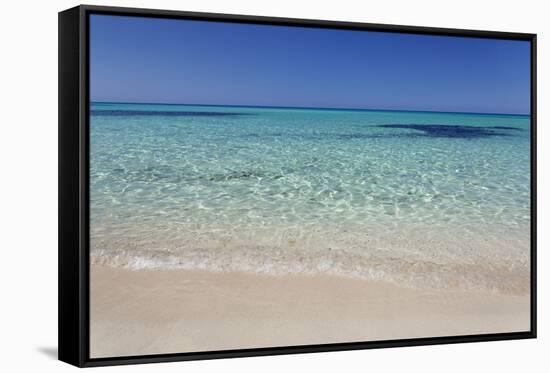 Beach Cala Mesquita, Capdepera, Majorca (Mallorca)-Markus Lange-Framed Stretched Canvas