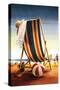 Beach Chair and Ball-Lantern Press-Stretched Canvas