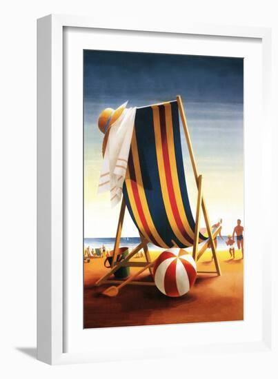 Beach Chair and Ball-Lantern Press-Framed Art Print