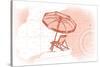 Beach Chair and Umbrella - Coral - Coastal Icon-Lantern Press-Stretched Canvas