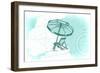 Beach Chair and Umbrella - Teal - Coastal Icon-Lantern Press-Framed Art Print
