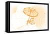 Beach Chair and Umbrella - Yellow - Coastal Icon-Lantern Press-Framed Stretched Canvas