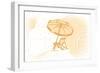 Beach Chair and Umbrella - Yellow - Coastal Icon-Lantern Press-Framed Art Print