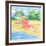 Beach Chair Flamingo-Paul Brent-Framed Art Print