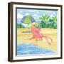 Beach Chair Flamingo-Paul Brent-Framed Art Print