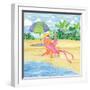 Beach Chair Flamingo-Paul Brent-Framed Art Print