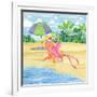 Beach Chair Flamingo-Paul Brent-Framed Art Print