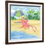 Beach Chair Flamingo-Paul Brent-Framed Art Print