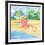 Beach Chair Flamingo-Paul Brent-Framed Art Print