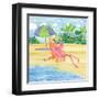 Beach Chair Flamingo-Paul Brent-Framed Art Print