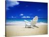 Beach Chair on Empty Beach-Randy Faris-Stretched Canvas