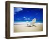 Beach Chair on Empty Beach-Randy Faris-Framed Premium Photographic Print