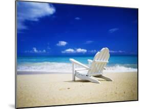 Beach Chair on Empty Beach-Randy Faris-Mounted Premium Photographic Print