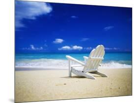 Beach Chair on Empty Beach-Randy Faris-Mounted Photographic Print