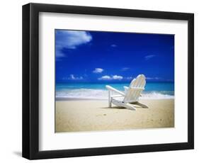 Beach Chair on Empty Beach-Randy Faris-Framed Photographic Print