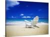Beach Chair on Empty Beach-Randy Faris-Stretched Canvas
