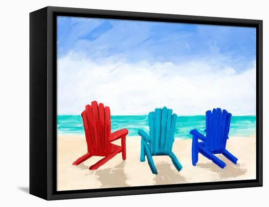 Beach Chair Trio-Julie DeRice-Framed Stretched Canvas