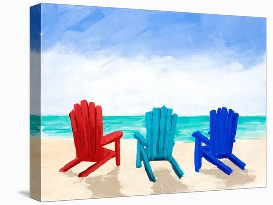 Beach Chair Trio-Julie DeRice-Stretched Canvas