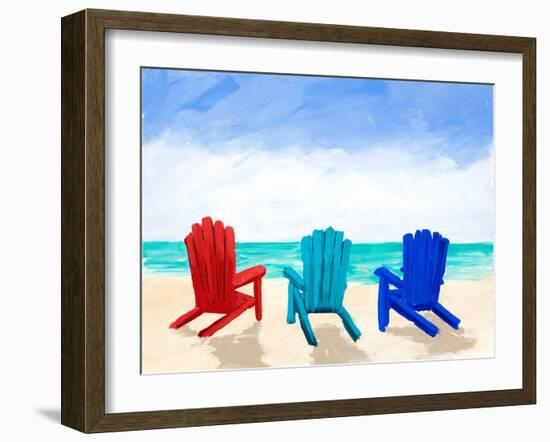 Beach Chair Trio-Julie DeRice-Framed Art Print