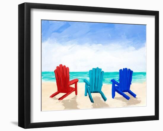 Beach Chair Trio-Julie DeRice-Framed Art Print