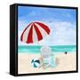 Beach Chair with Umbrella-Julie DeRice-Framed Stretched Canvas