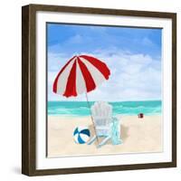 Beach Chair with Umbrella-Julie DeRice-Framed Art Print