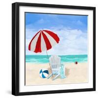 Beach Chair with Umbrella-Julie DeRice-Framed Art Print