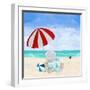 Beach Chair with Umbrella-Julie DeRice-Framed Art Print