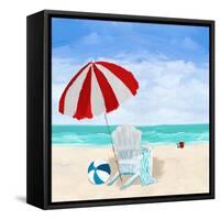 Beach Chair with Umbrella-Julie DeRice-Framed Stretched Canvas