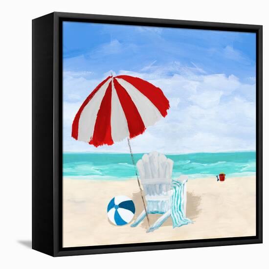 Beach Chair with Umbrella-Julie DeRice-Framed Stretched Canvas
