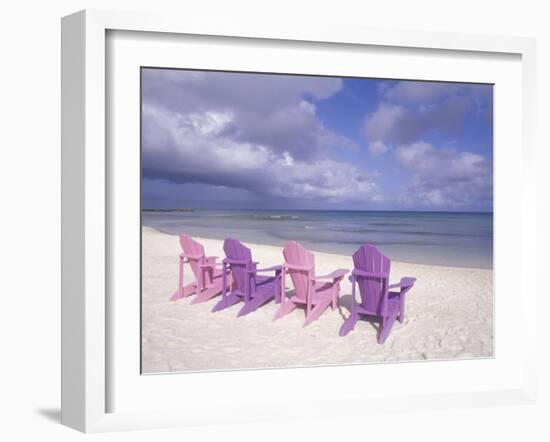 Beach Chairs and Ocean, U.S. Virgin Islands-Bill Bachmann-Framed Premium Photographic Print