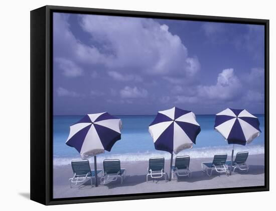 Beach Chairs and Ocean, U.S. Virgin Islands-Bill Bachmann-Framed Stretched Canvas