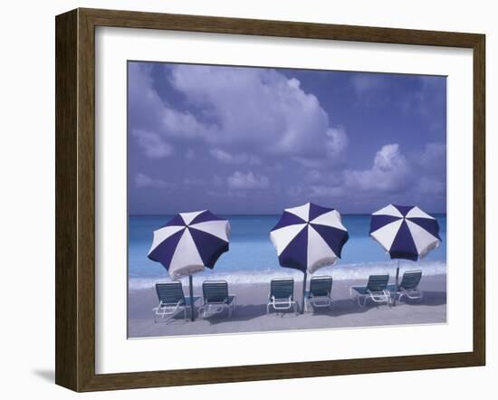 Beach Chairs and Ocean, U.S. Virgin Islands-Bill Bachmann-Framed Premium Photographic Print