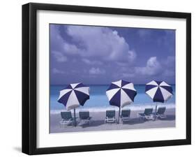 Beach Chairs and Ocean, U.S. Virgin Islands-Bill Bachmann-Framed Premium Photographic Print