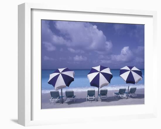 Beach Chairs and Ocean, U.S. Virgin Islands-Bill Bachmann-Framed Premium Photographic Print