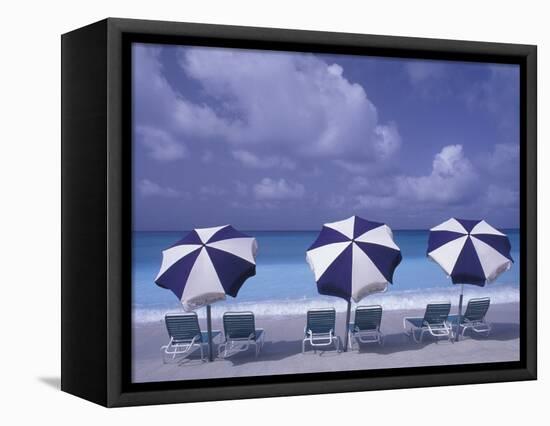 Beach Chairs and Ocean, U.S. Virgin Islands-Bill Bachmann-Framed Stretched Canvas
