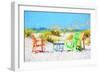 Beach Chairs - In the Style of Oil Painting-Philippe Hugonnard-Framed Giclee Print