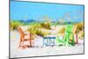 Beach Chairs - In the Style of Oil Painting-Philippe Hugonnard-Mounted Giclee Print