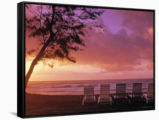 Beach Chairs, Kauai, Hawaii, USA-Walter Bibikow-Framed Stretched Canvas