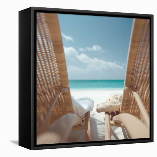 Beach Chairs on a Beach-null-Framed Stretched Canvas